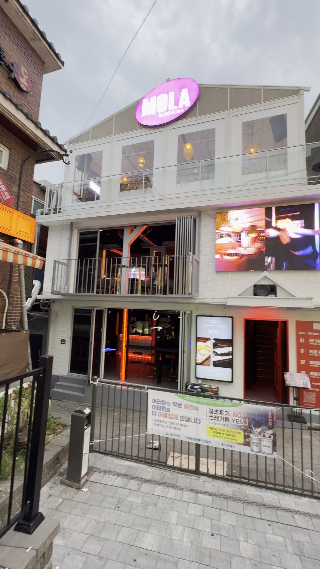 The MOLA by Molecula sign above the venue entrance in Itaewon