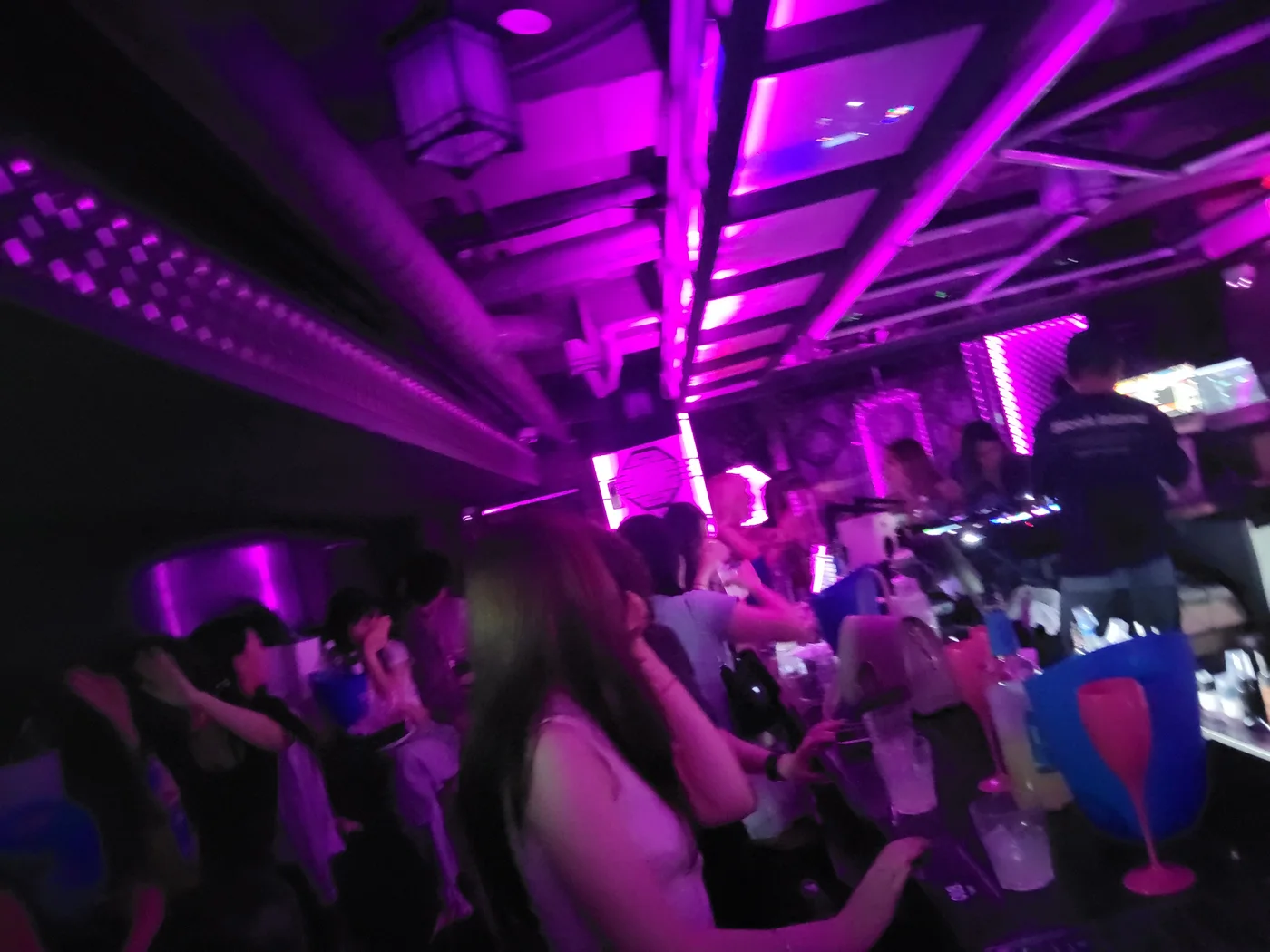 Drinks and music inside the neon-lit Pungwol lounge