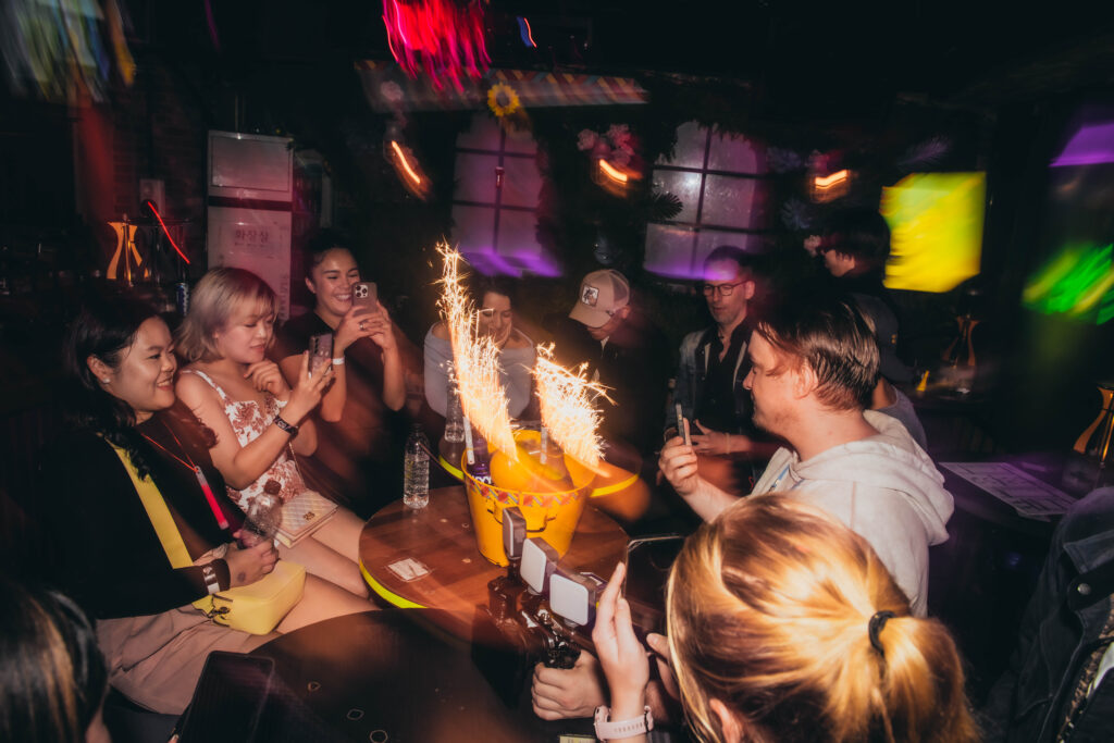 Guests celebrating with sparklers