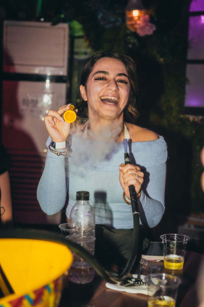 Guest making bubbles during an SNL night